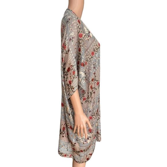 By Together Blouse Kimono Top Floral Open Front M/L - Picture 2 of 6